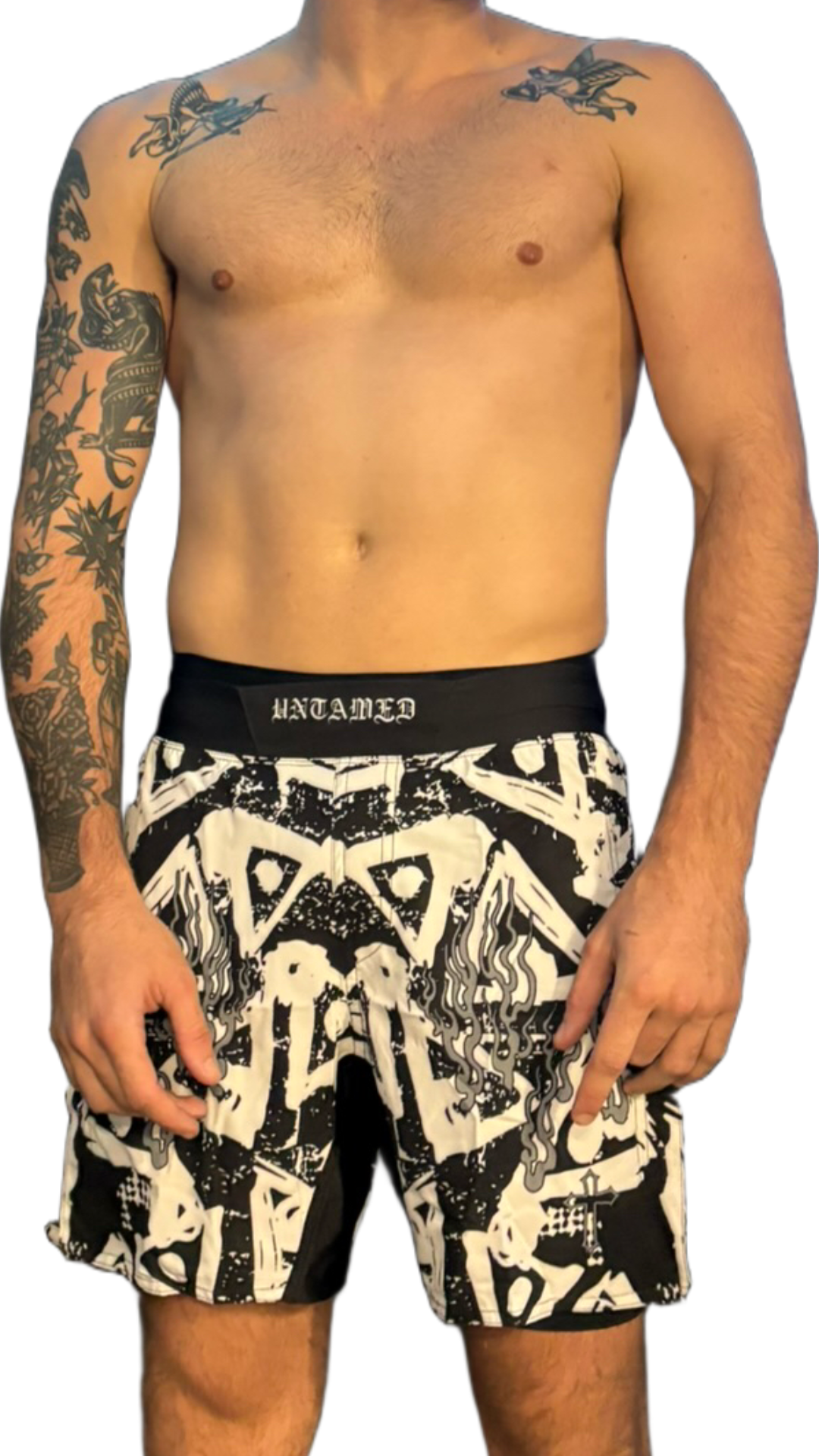 “FEAR NONE” high-cut MMA shorts