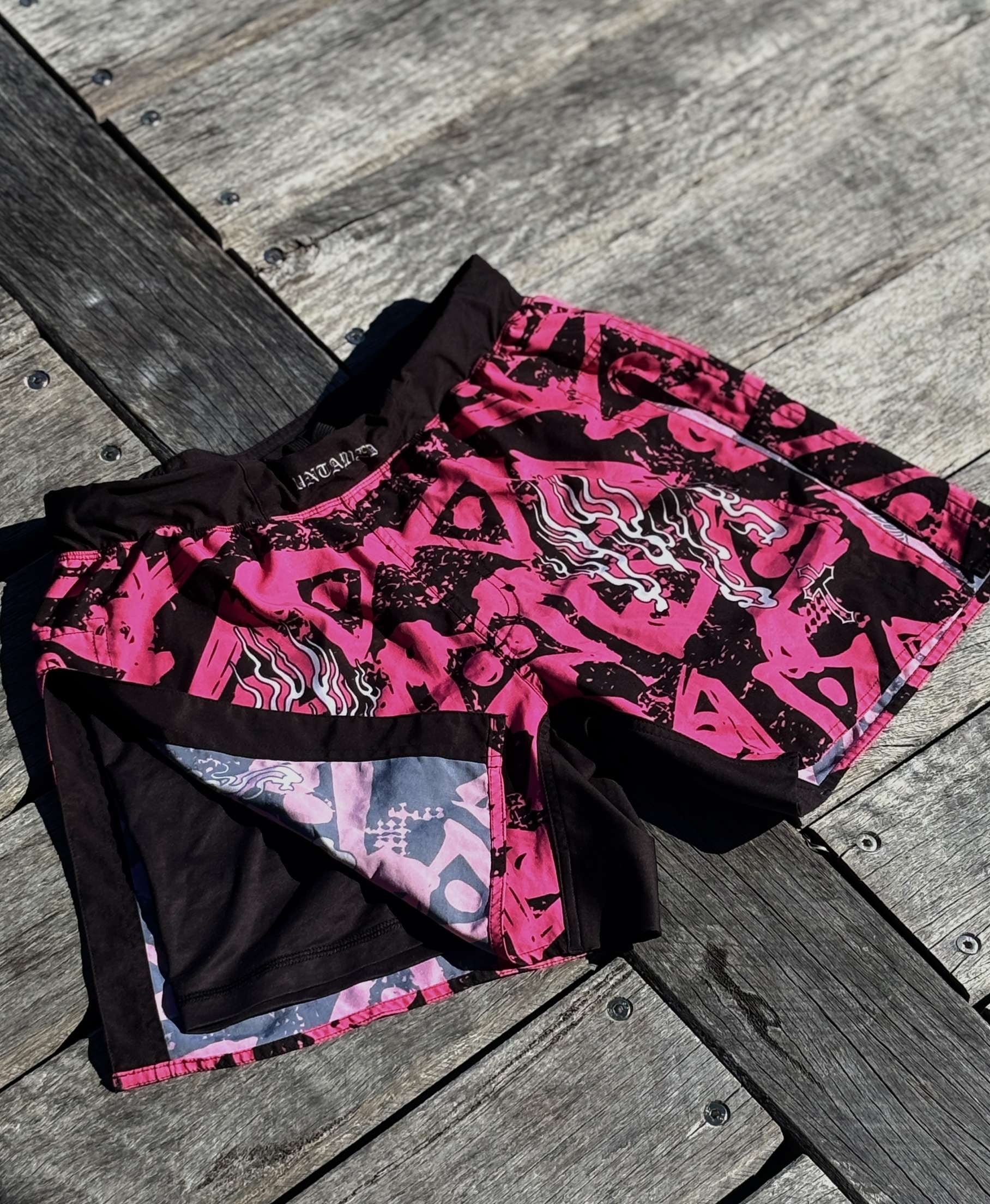 “FEAR NONE” high-cut MMA shorts