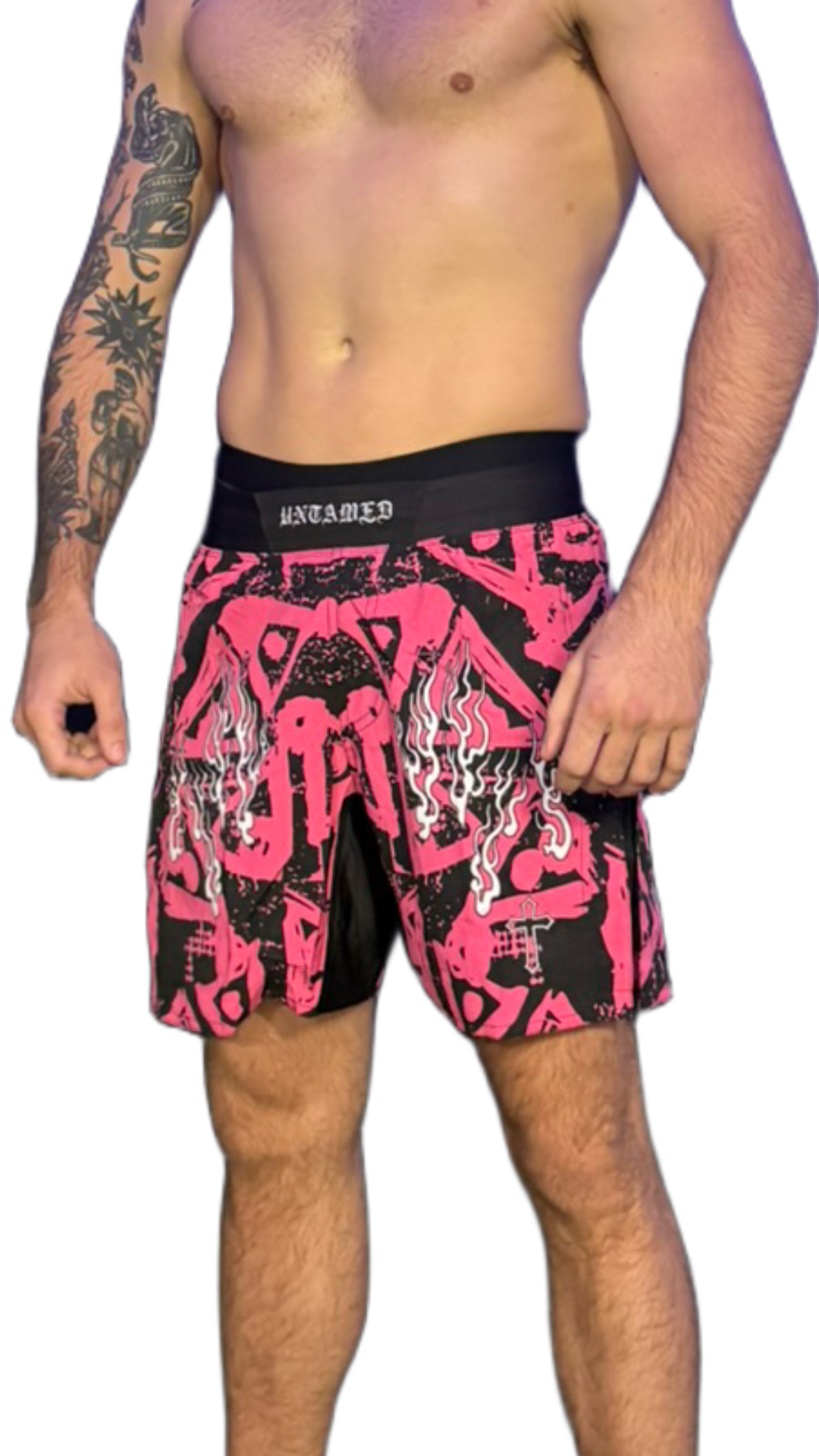 “FEAR NONE” high-cut MMA shorts