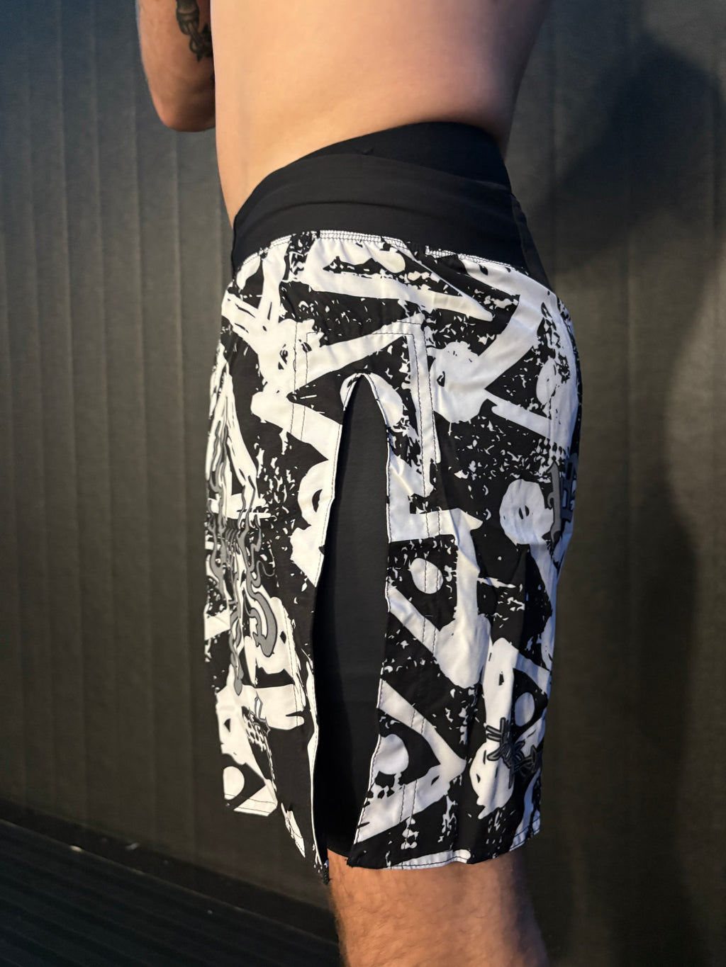 “FEAR NONE” high-cut MMA shorts